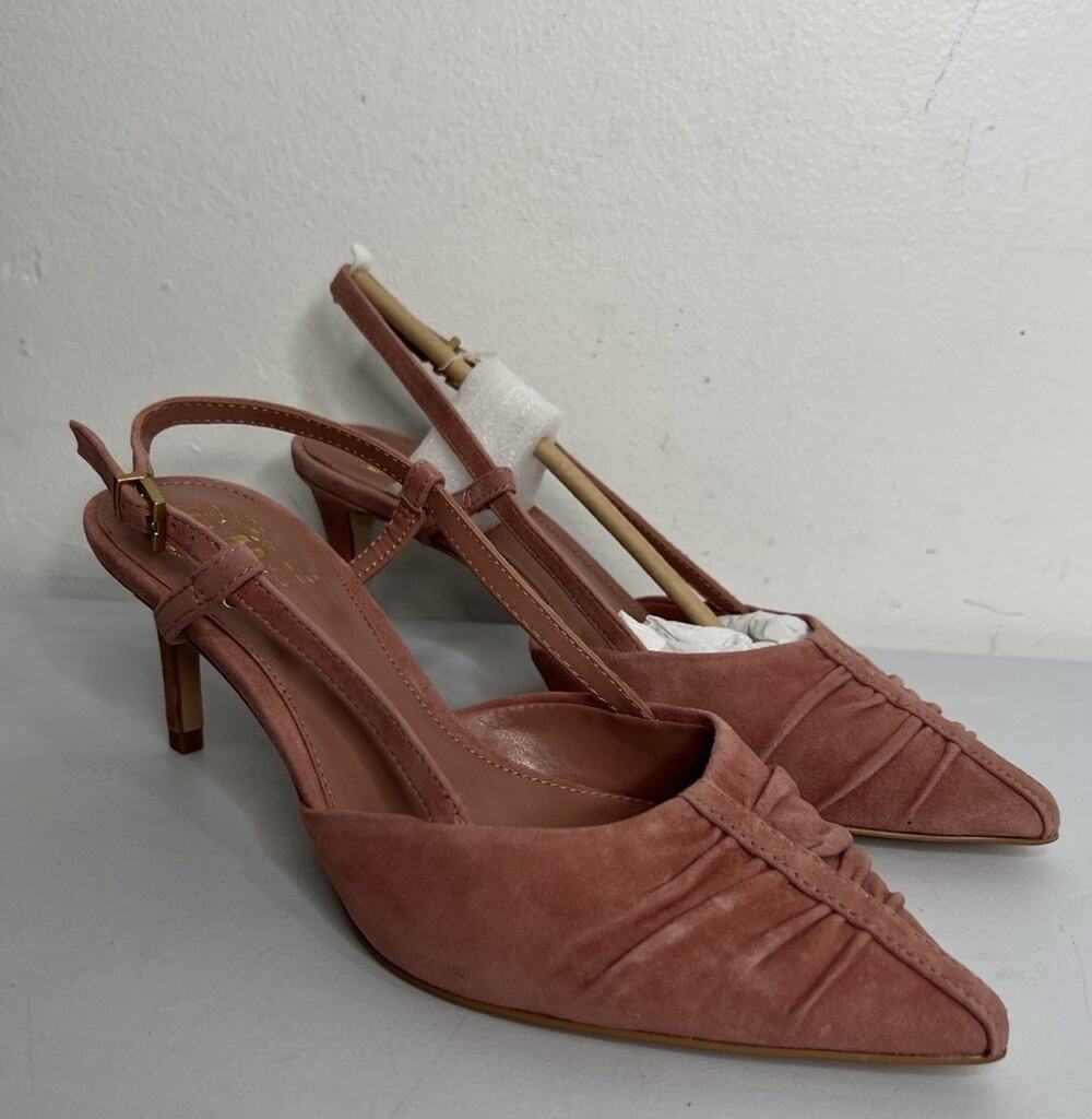 Vince Camuto Leather Ruched Slingback Pumps Kelten Pink NWOB Women’s Size 7